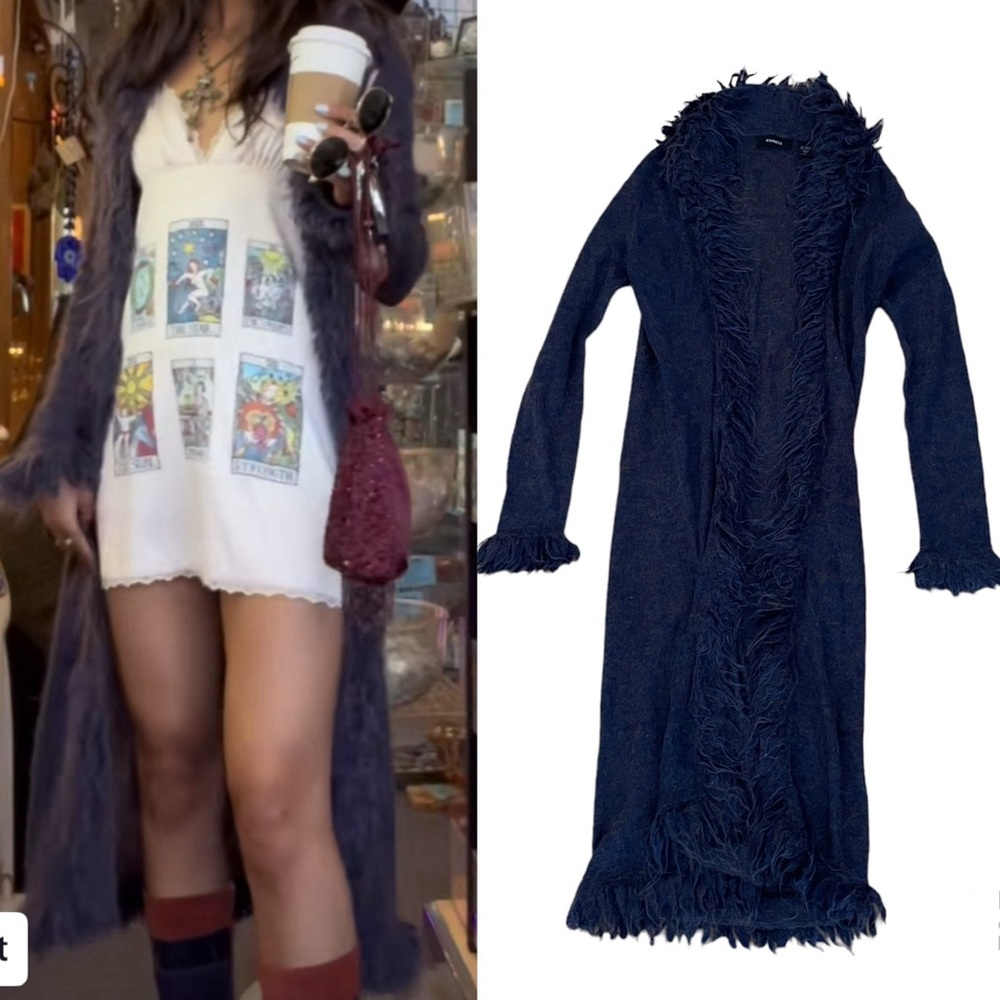 EXPRESS Purple Blue Mohair Fuzzy Duster Cardigan